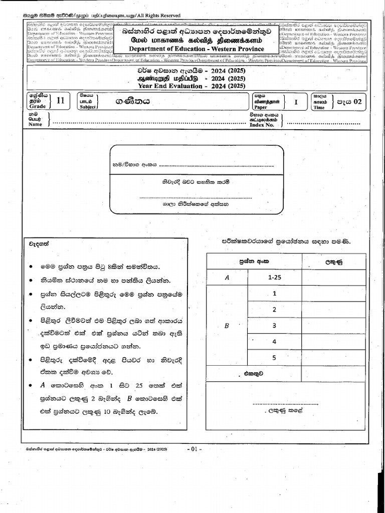 G 11 Maths (SM) WP Last Term 2024 (2025) | PDF