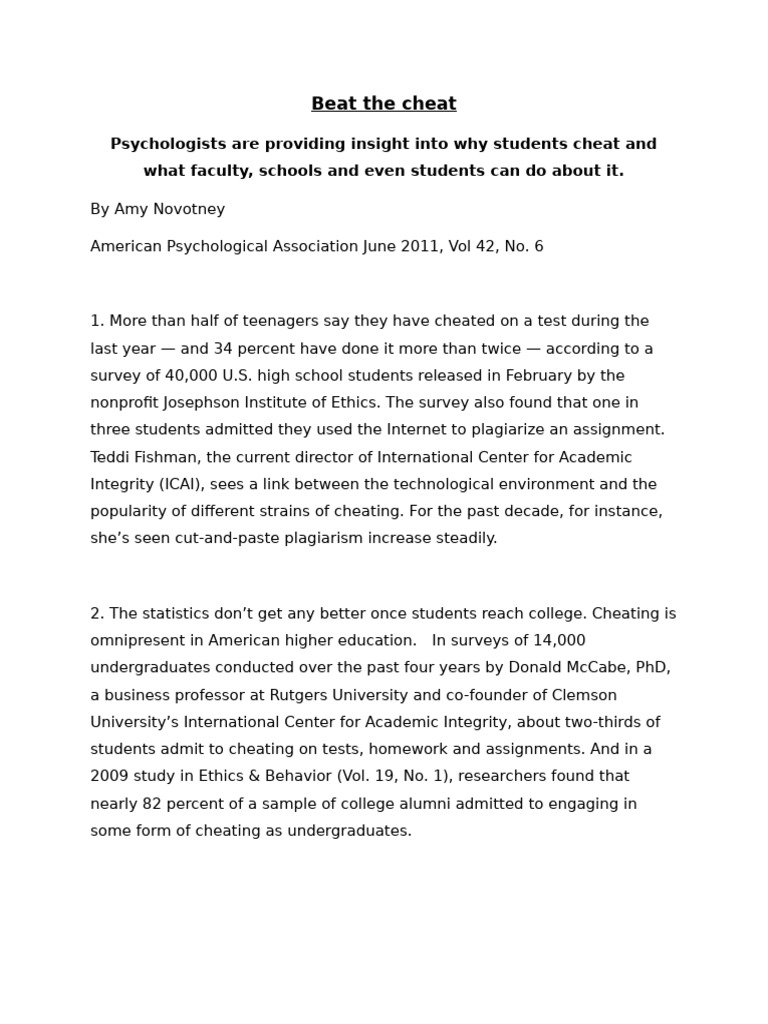 Understanding Student Cheating Trends | PDF | Academic Integrity ...