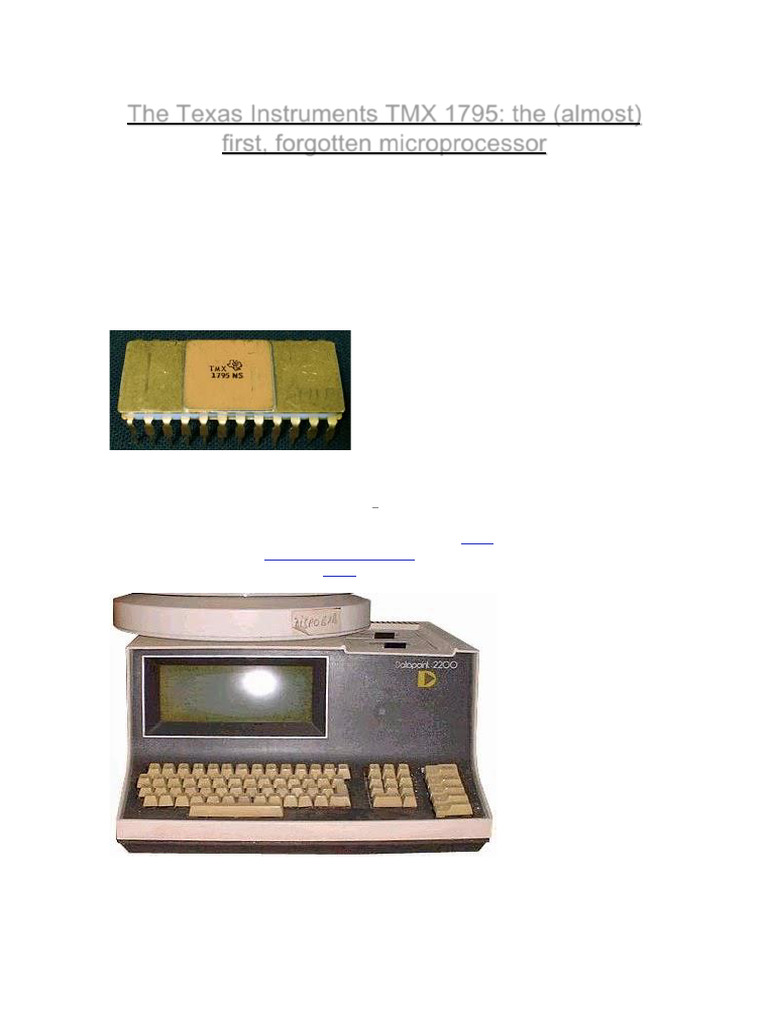 TMX 1795: The Forgotten Microprocessor | PDF | Microprocessor | Central ...