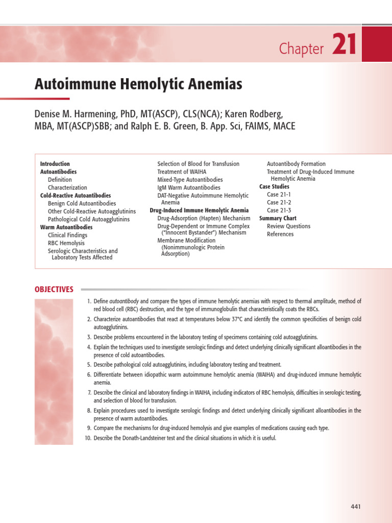 Autoimmune Hemolytic Anemias Overview | PDF | Serology | Clinical Medicine