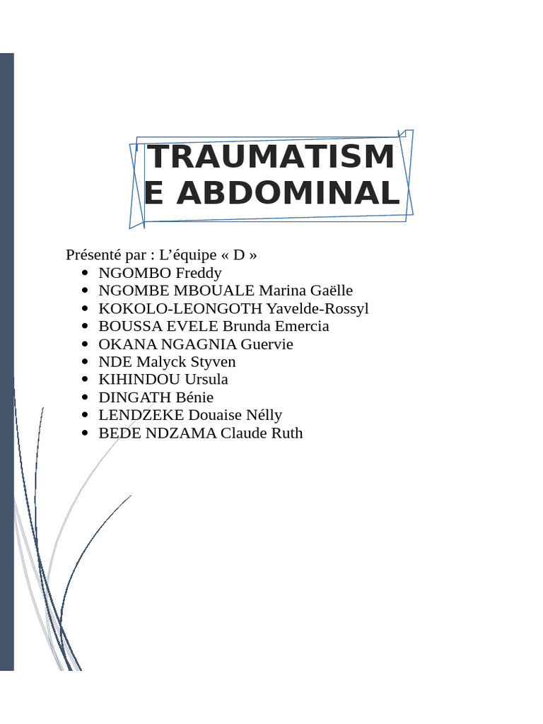 Trauma Abdo | PDF | Abdomen | Péritoine