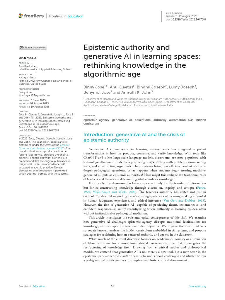 Rethinking Knowledge with Generative AI | PDF | Epistemology | Knowledge