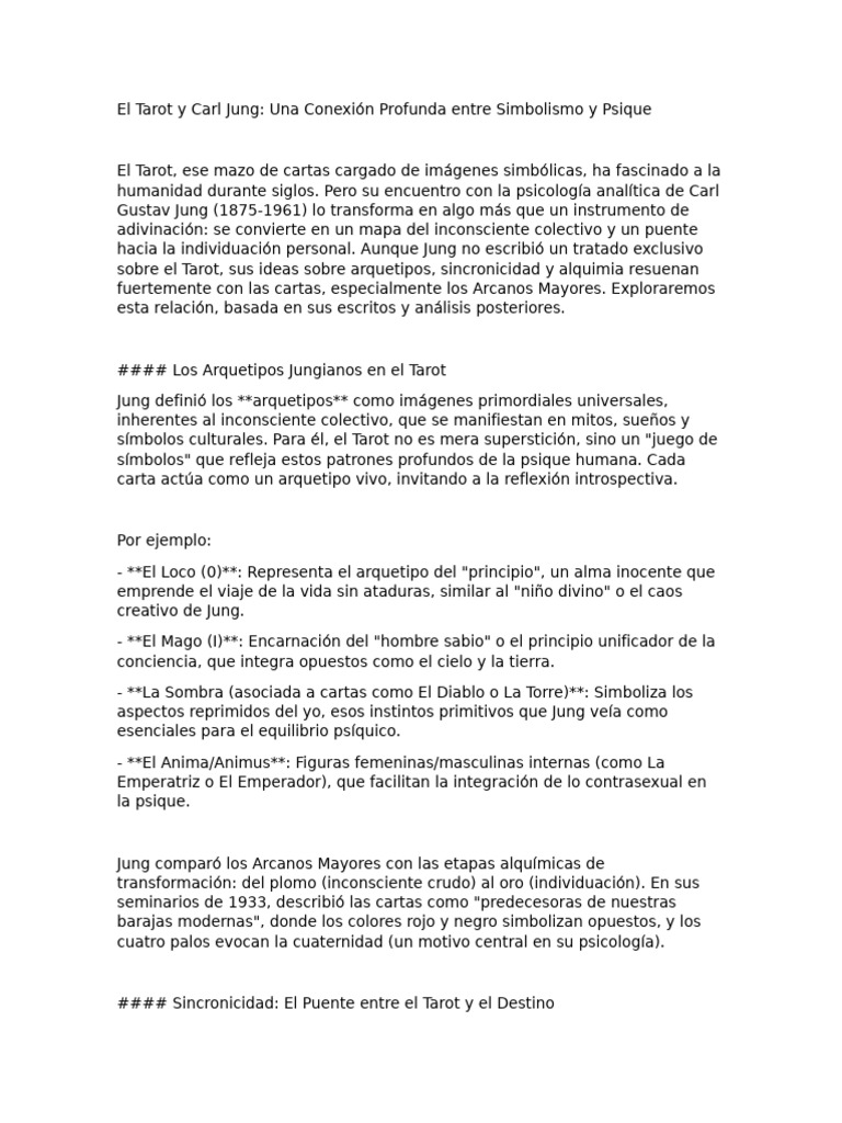El Tarot y Carl Jung | PDF | Carl Jung | Tarot