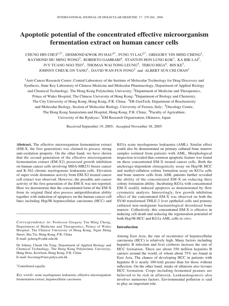 Apoptotic Potential of The Concentrated Effective Microorganism ...