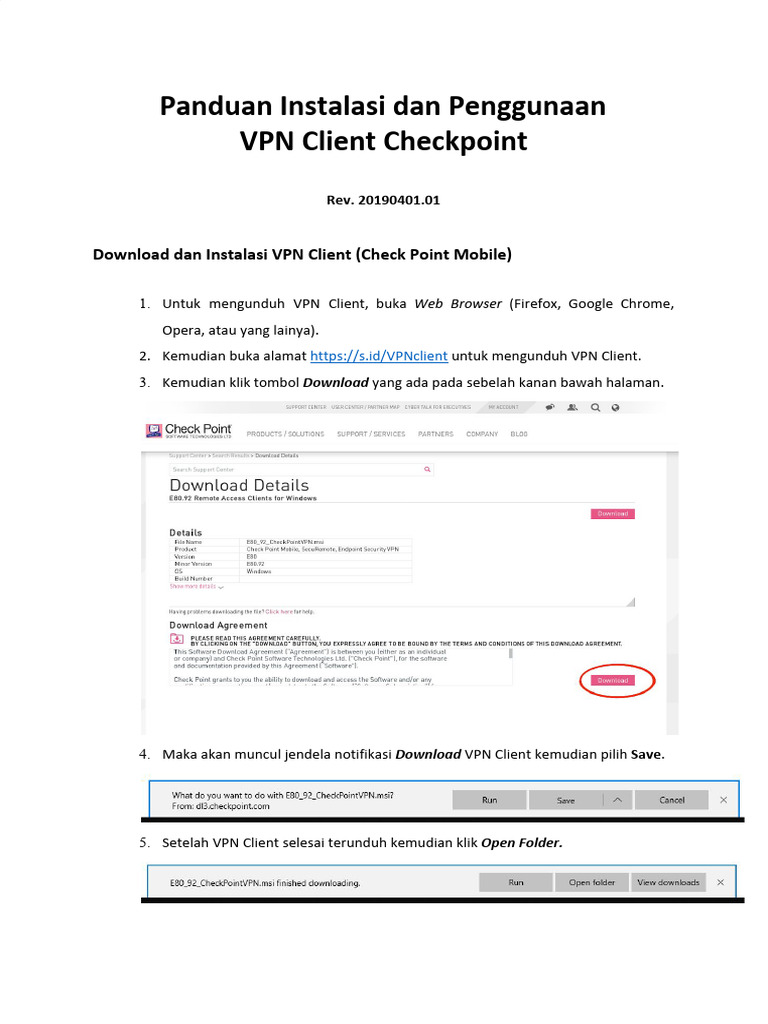 Panduan Instalasi Dan Penggunaan VPN Client Checkpoint | PDF