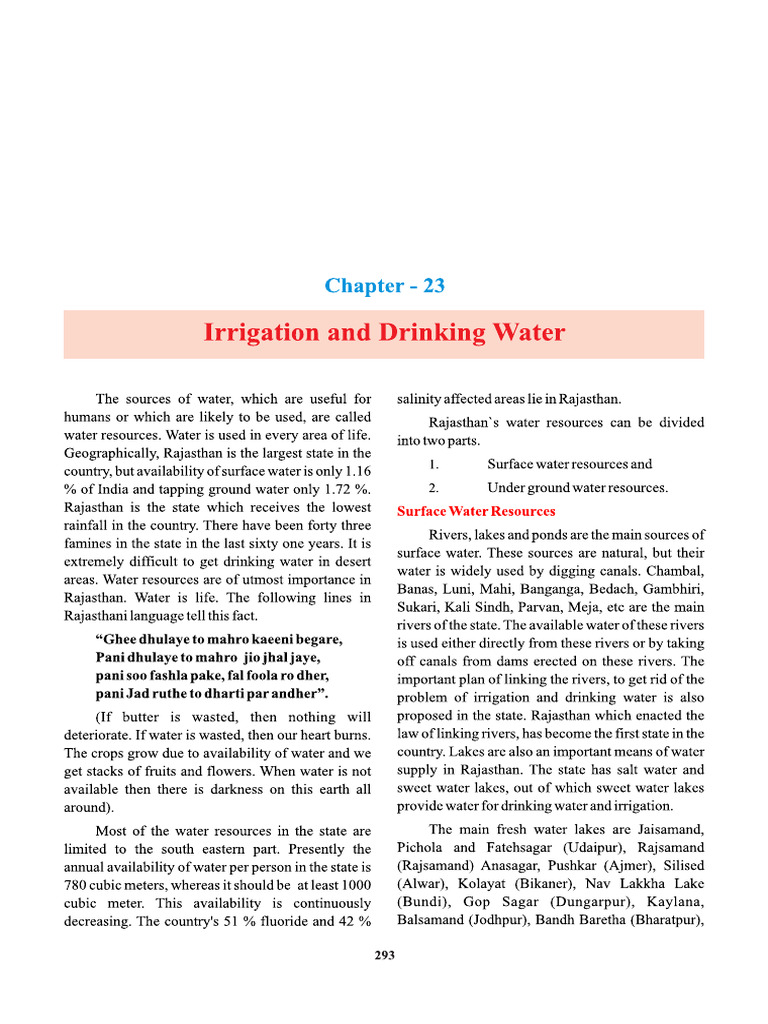 Irrigation and Drinking Water | PDF
