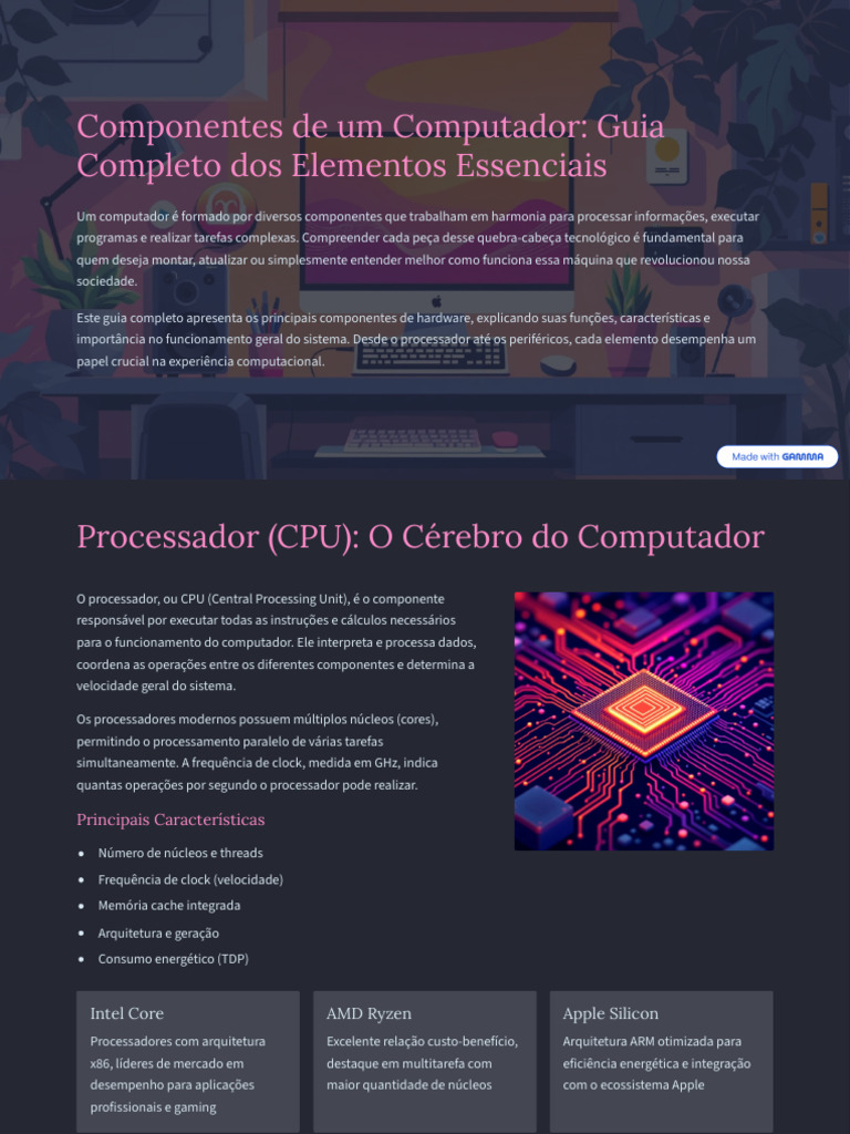 Componentes Essenciais do Computador | PDF | Armazenamento de dados de ...