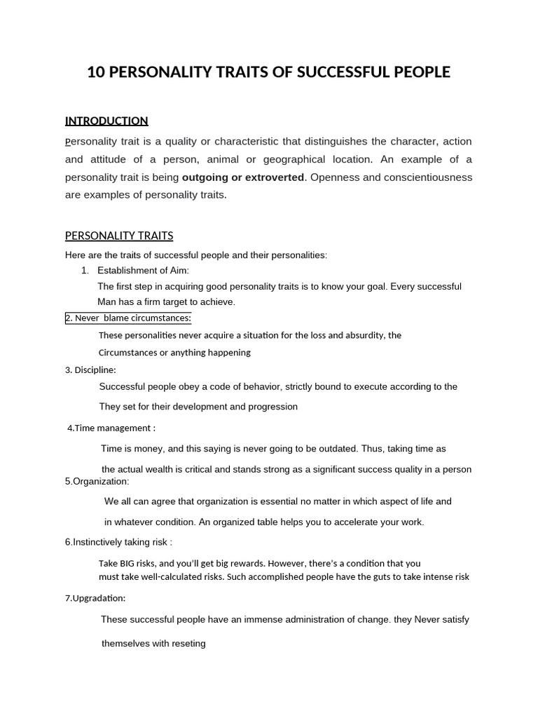 10 Traits of Successful Personalities | PDF