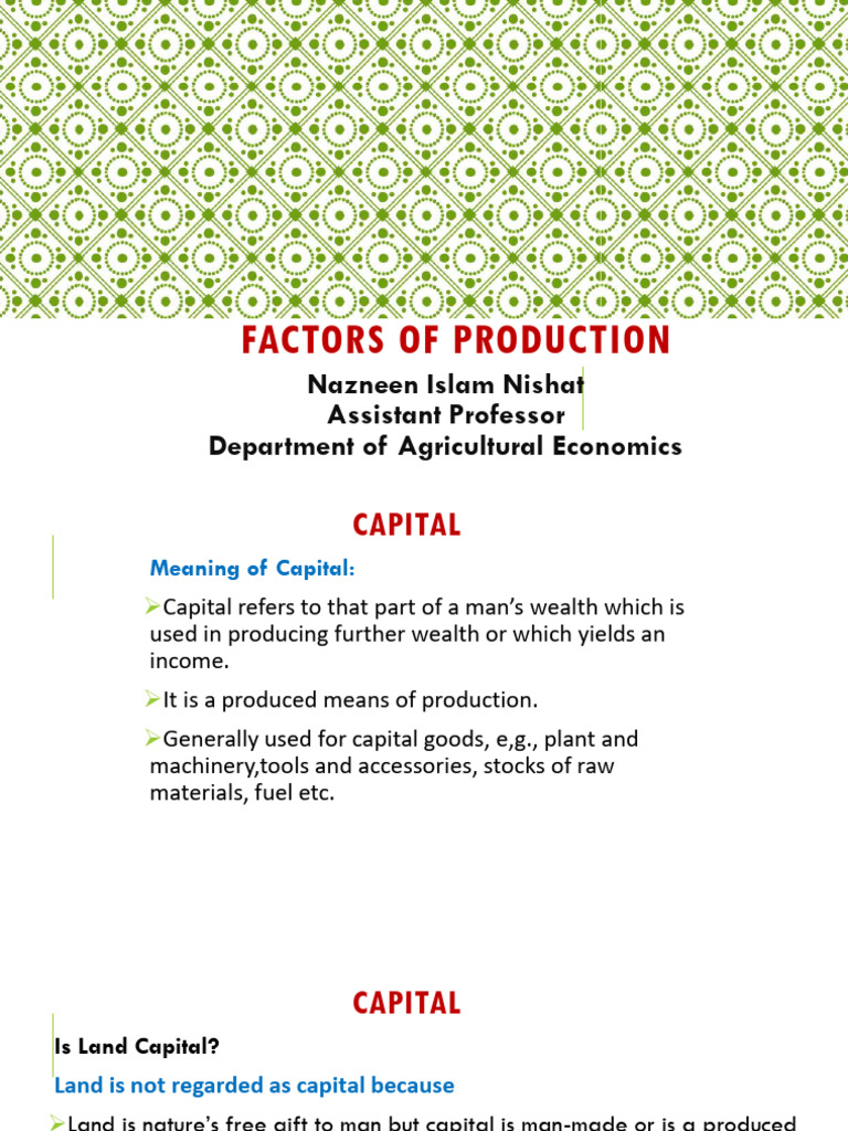 Factors of Production Part 2 | PDF | Capital (Economics) | Consumption ...