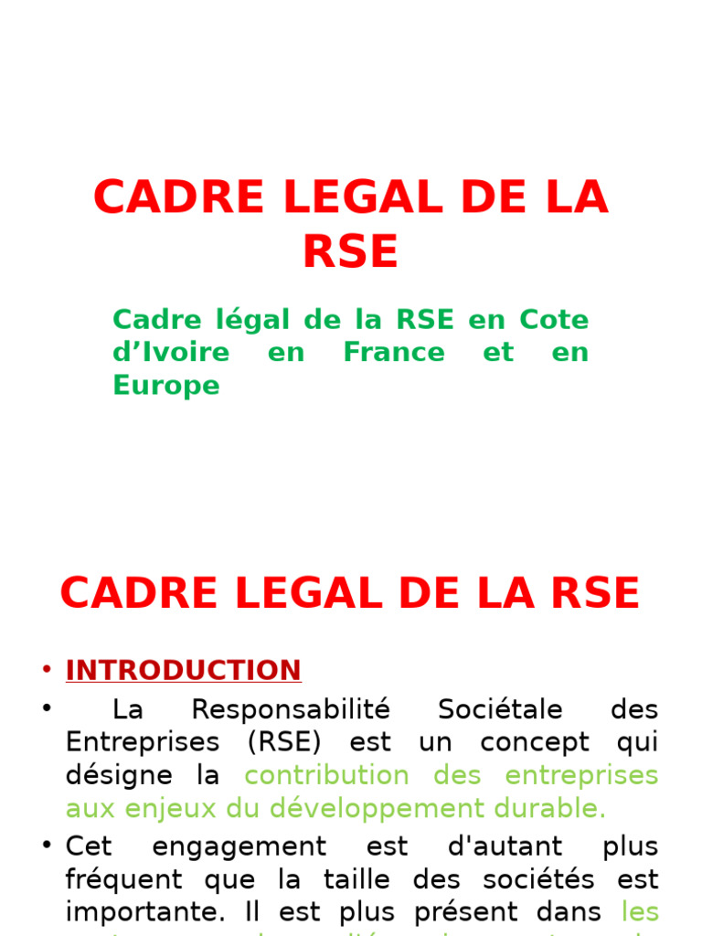 Cadre légal de la RSE en Côte d'Ivoire | PDF | Responsabilité sociétale ...