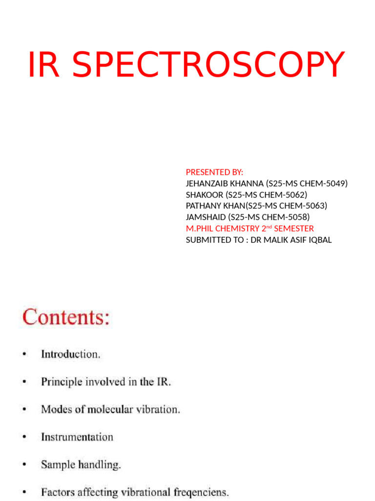 Ir Spectroscopy JK New | PDF