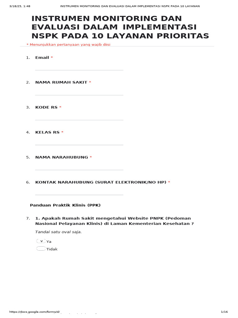 Evaluasi NSPK untuk 10 Layanan Kesehatan | PDF