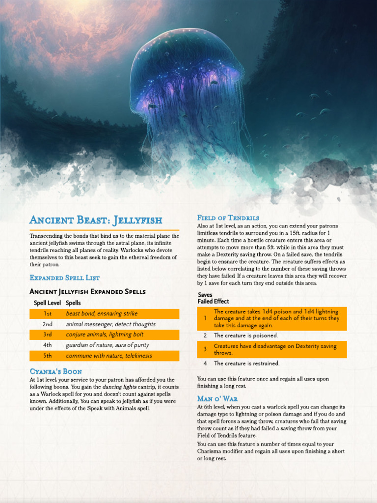 Ancient Jellyfish Warlock Patron Guide | PDF | D20 System | Dungeons ...