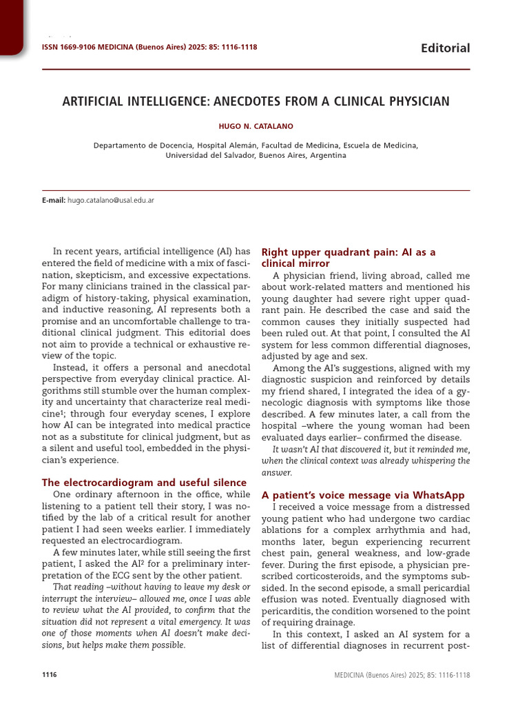 AI in Clinical Practice: Personal Insights | PDF | Medical Diagnosis ...