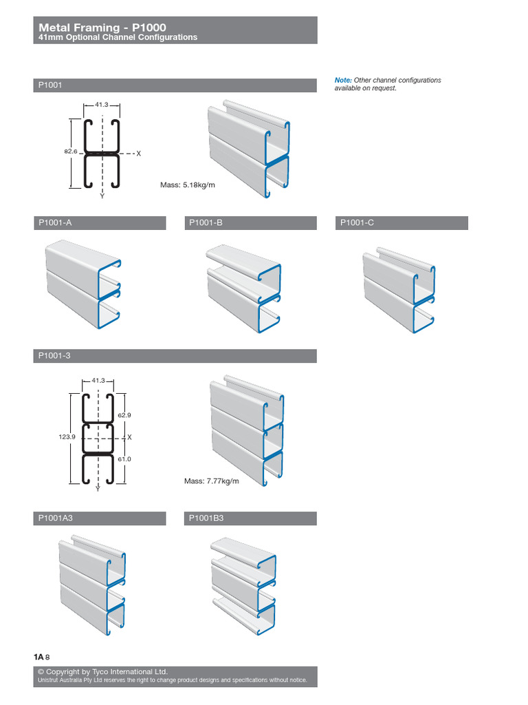 Unistrut P1000 Data Sheet Overview | PDF