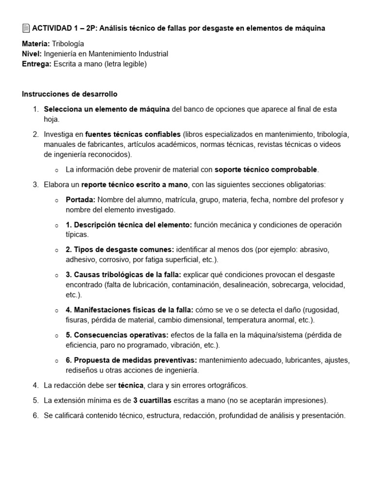 Análisis de desgaste en elementos de máquina | PDF | Ingeniería ...