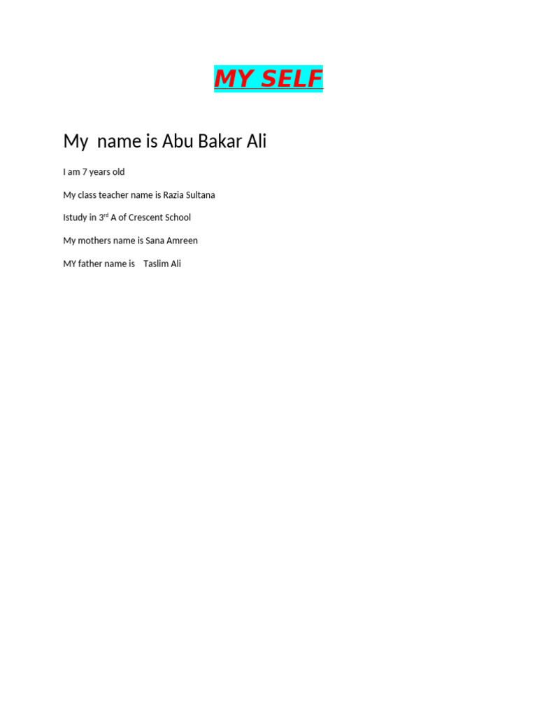 My Self1 | PDF