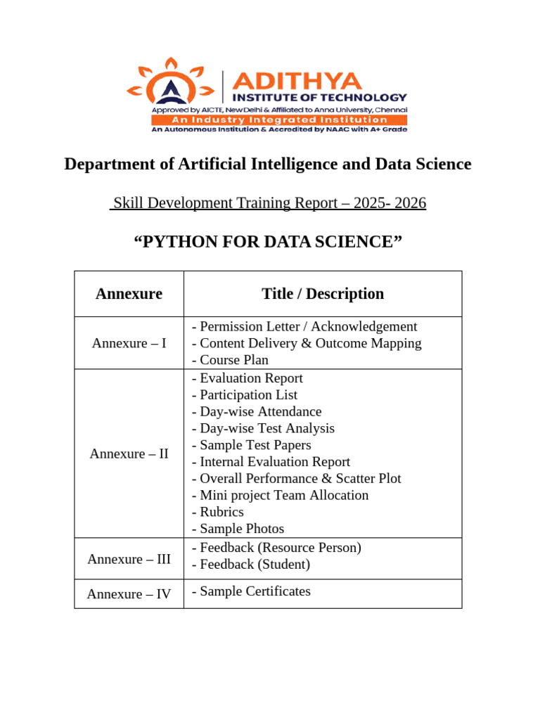 Python for Data Science Training Report 2025 | PDF