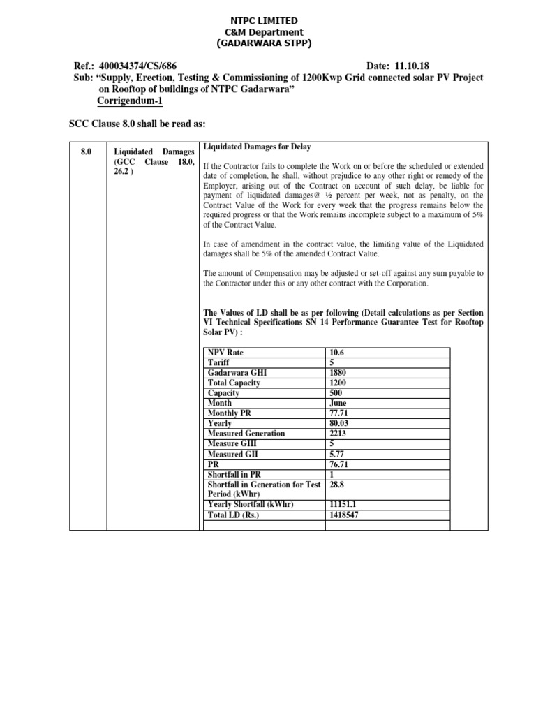 11 Corrigendum | PDF | Liquidated Damages | Damages