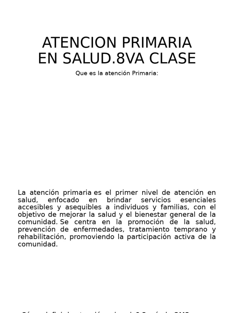 Atención Primaria en Salud: Conceptos Clave | PDF | Cuidado de la salud