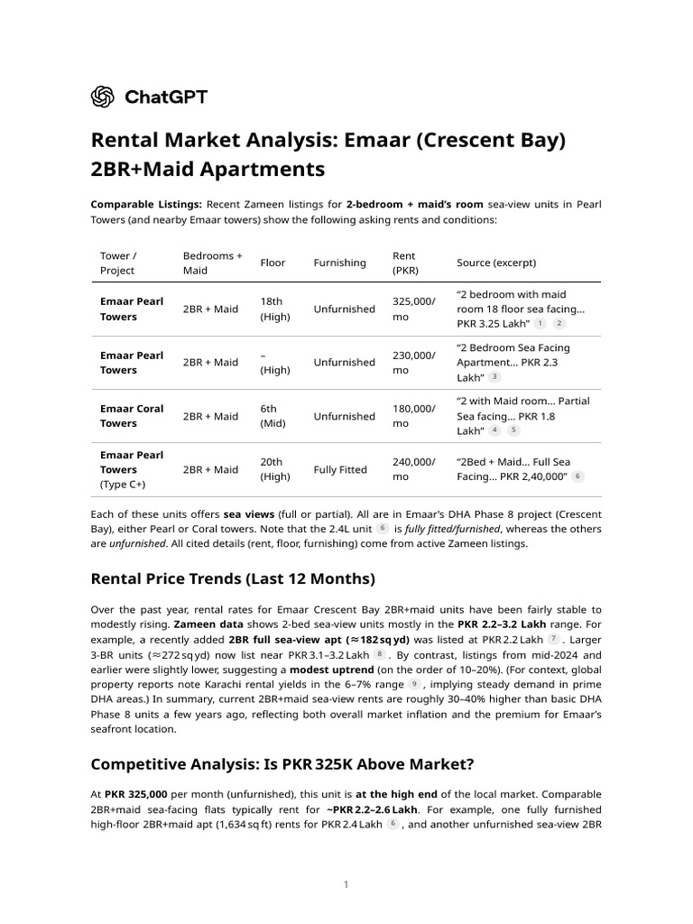 Image showcasing Rental Market Analysis - Emaar (Crescent Bay) 2BR+Maid Apartments | PDF ...