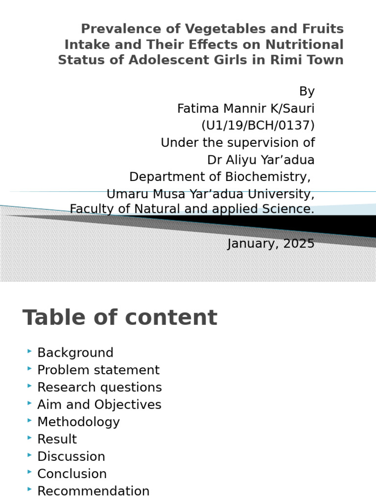 Prevalence of Vegetables and Fruits Intake and Their - 080123 | PDF ...