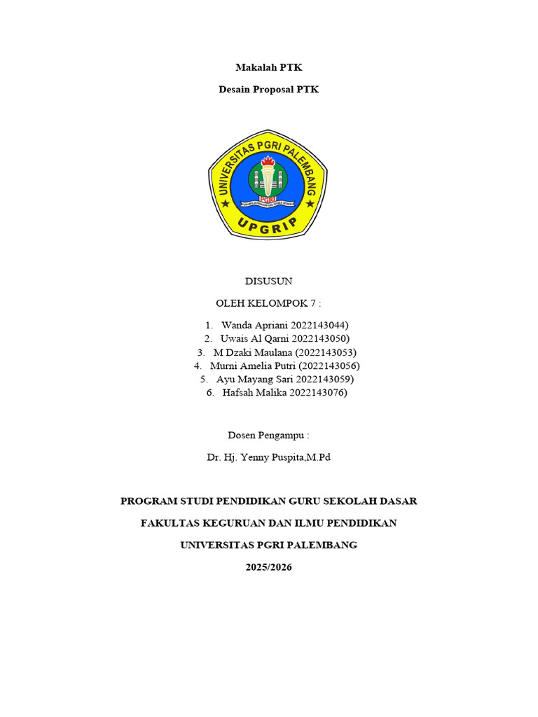 Desain Proposal PTK untuk Guru Profesional | PDF
