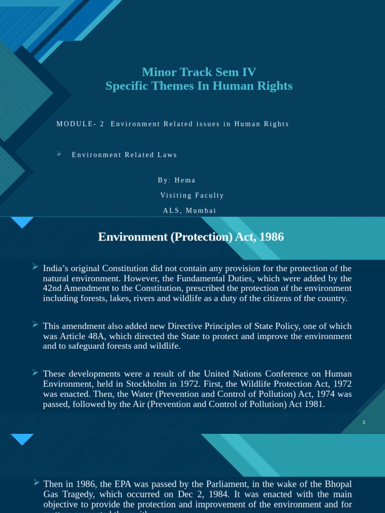 Environment and Human Rights Laws in India | PDF | Environmental Law ...