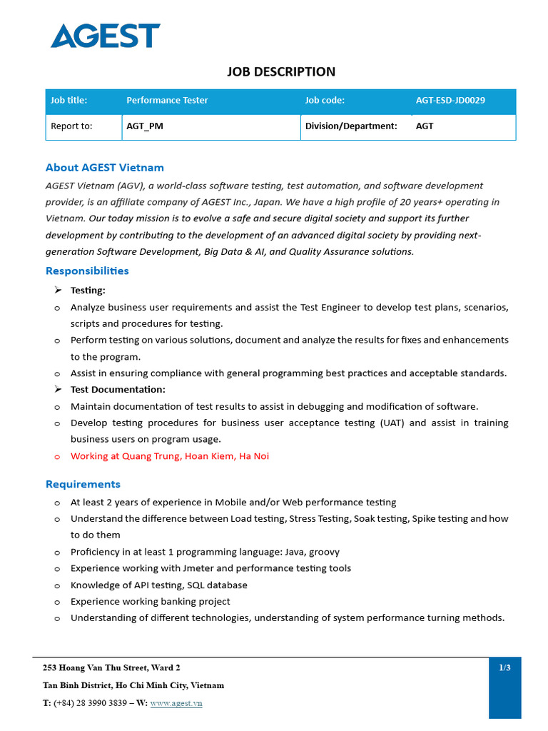 AGT ESD JD0029 Performance Tester | PDF | Software Testing | Software ...