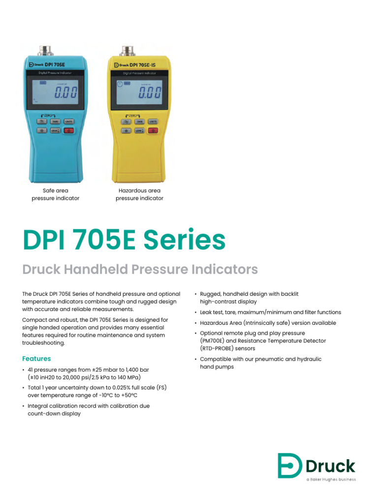 920-697G Druck DPI705E Datasheet - en | PDF | Calibration | Pressure ...