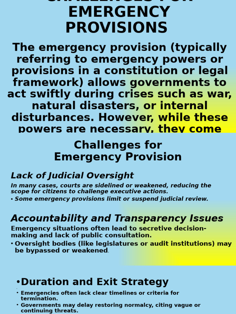 Challenges of Emergency Provisions | PDF