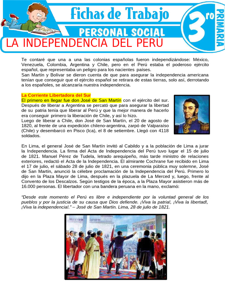 La Independencia del Perú: San Martín y Bolívar | PDF | Perú | América ...