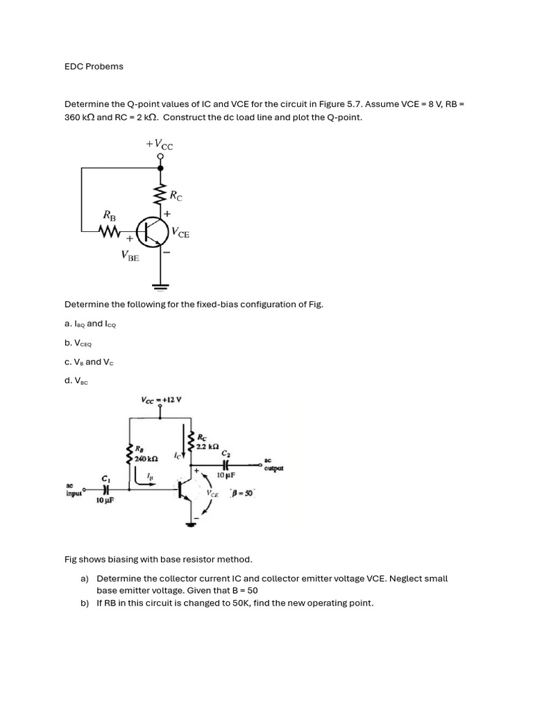 EDC Circuit Q-Point Analysis Guide | PDF