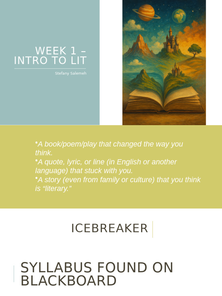 Week 1 - Intro To Lit | PDF