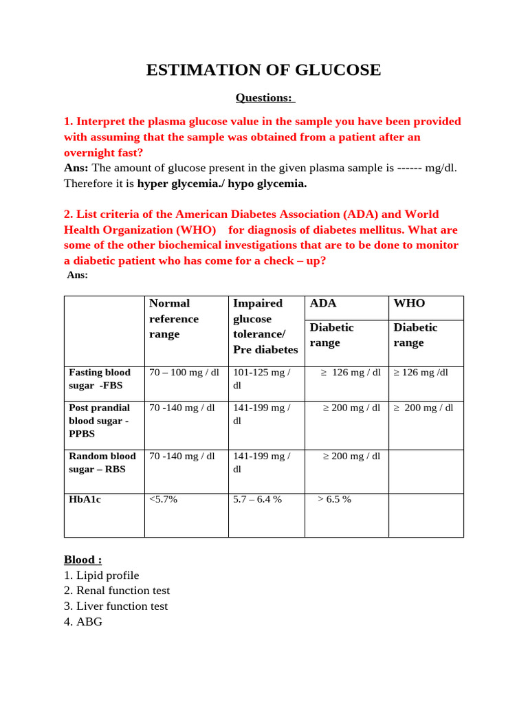 Glucose Estimation and Diabetes Diagnosis | PDF | Glycated Hemoglobin ...