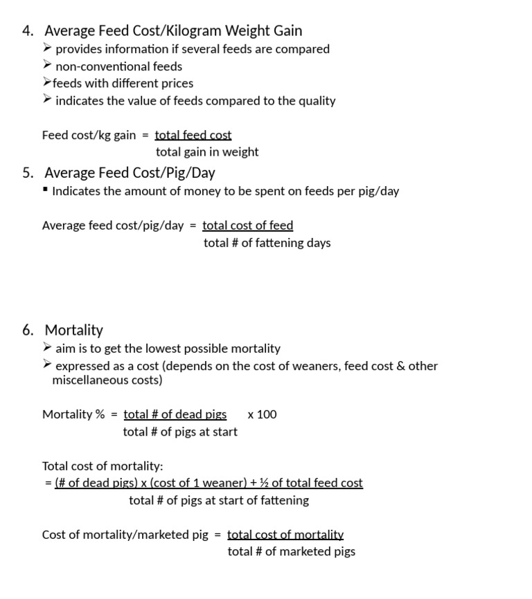 Fattener Pig Cost Analysis | PDF