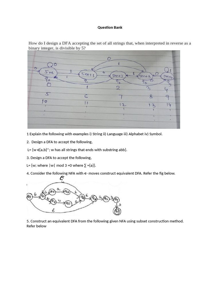 DFA and Regular Expression Design Guide | PDF