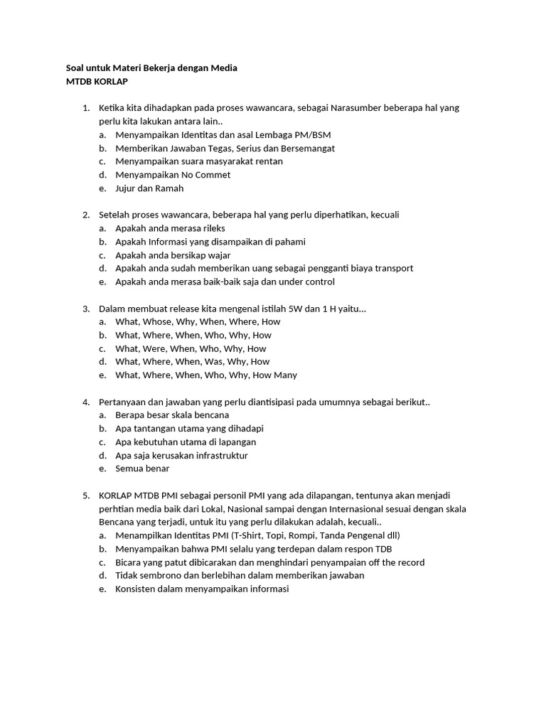 Soal Bekerja Dengan Media MTDB Korlap | PDF
