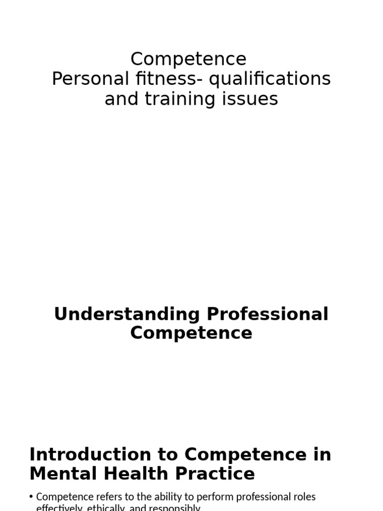 Understanding Professional Competence in Mental Health | PDF ...