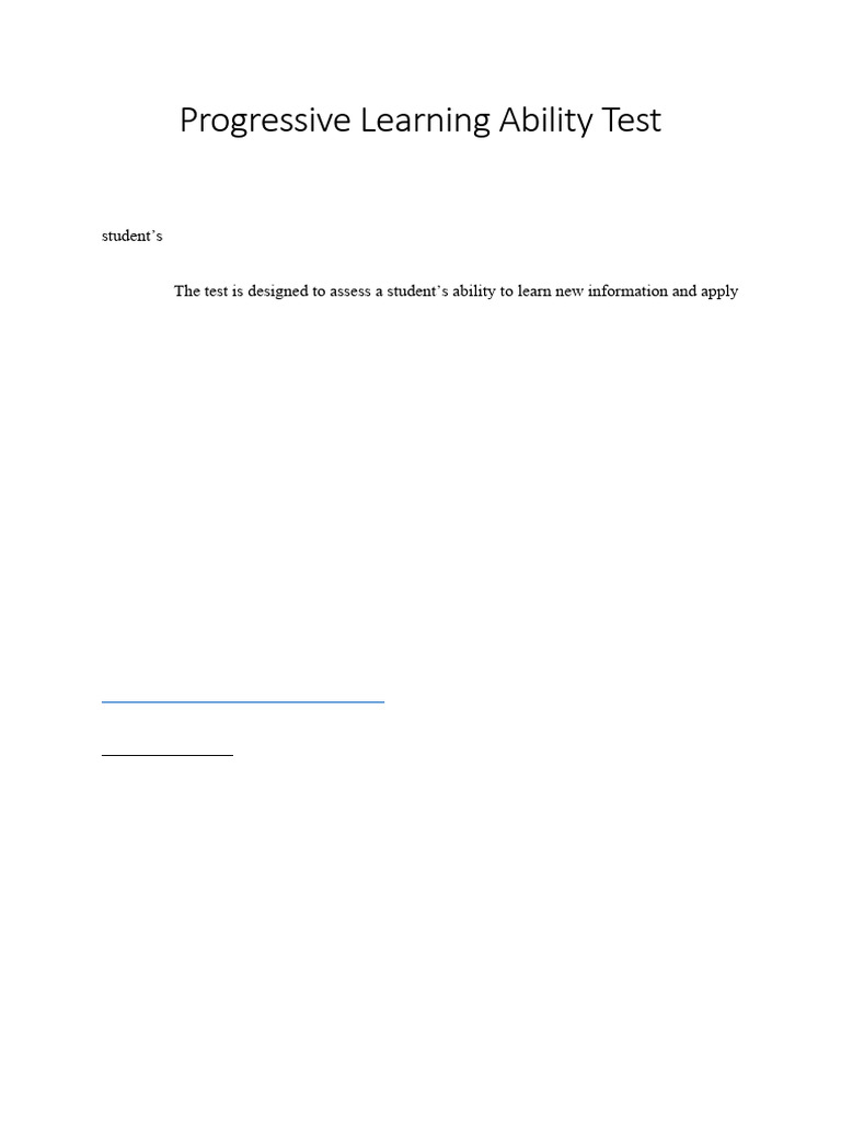 Progressive Learning Ability Test (PLAT) | PDF | Learning | Learning Styles