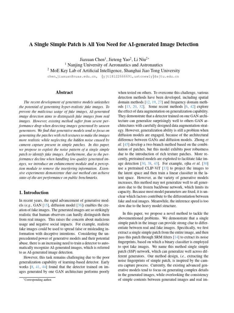 Simple Patch for AI Image Detection | PDF | Data Compression | Machine ...
