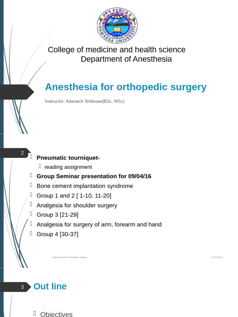 Anesthesia Considerations in Orthopedics | PDF | Thrombosis | Surgery