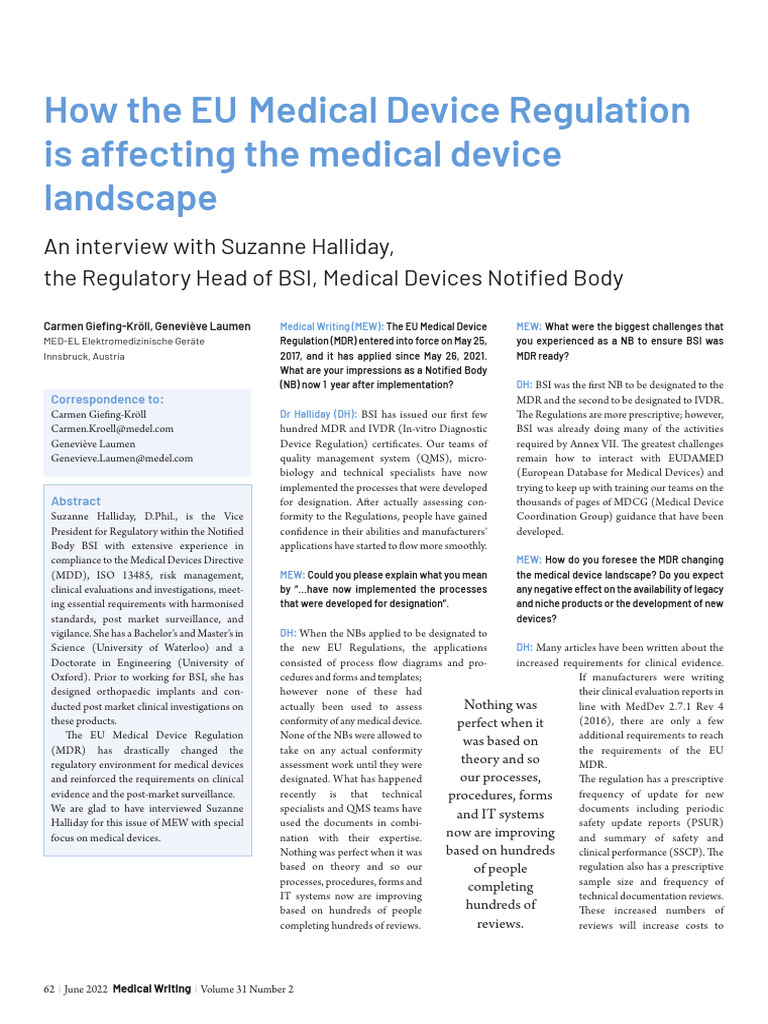 Impact of EU MDR on Medical Devices | PDF | Medical Device | Medicine