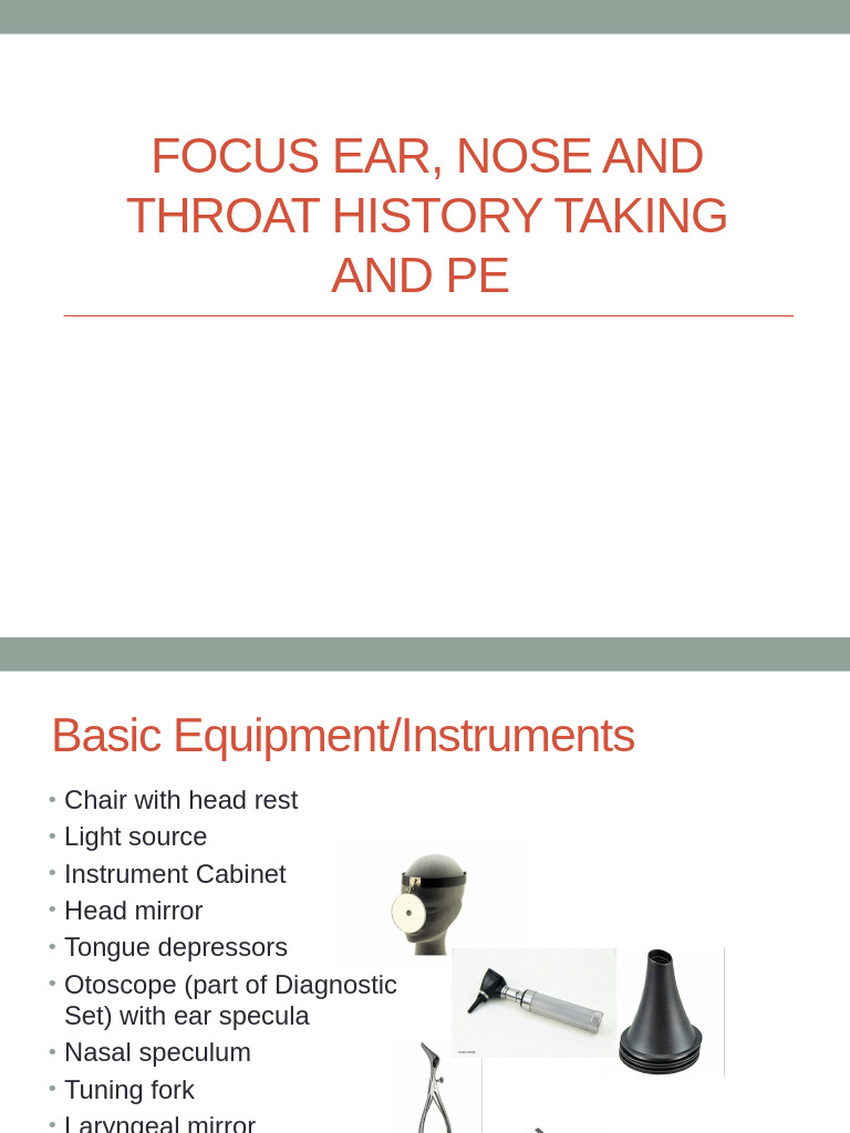 ENT Examination and History Taking Guide | PDF | Otorhinolaryngology ...