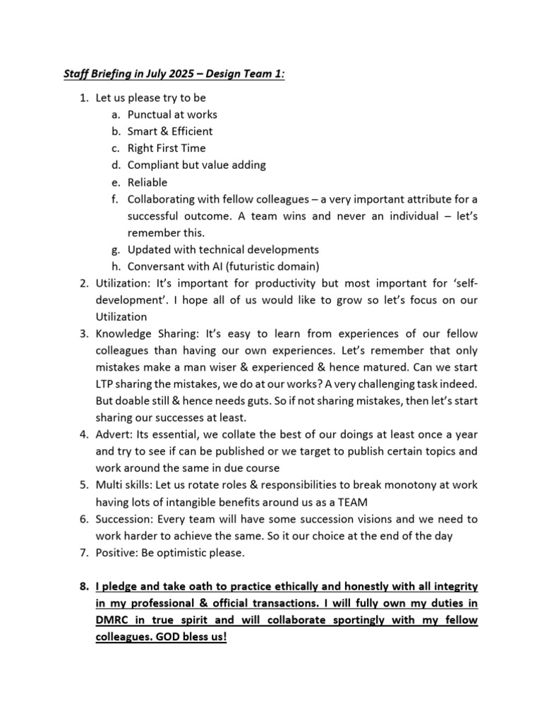 July 2025 Design Team Staff Briefing | PDF