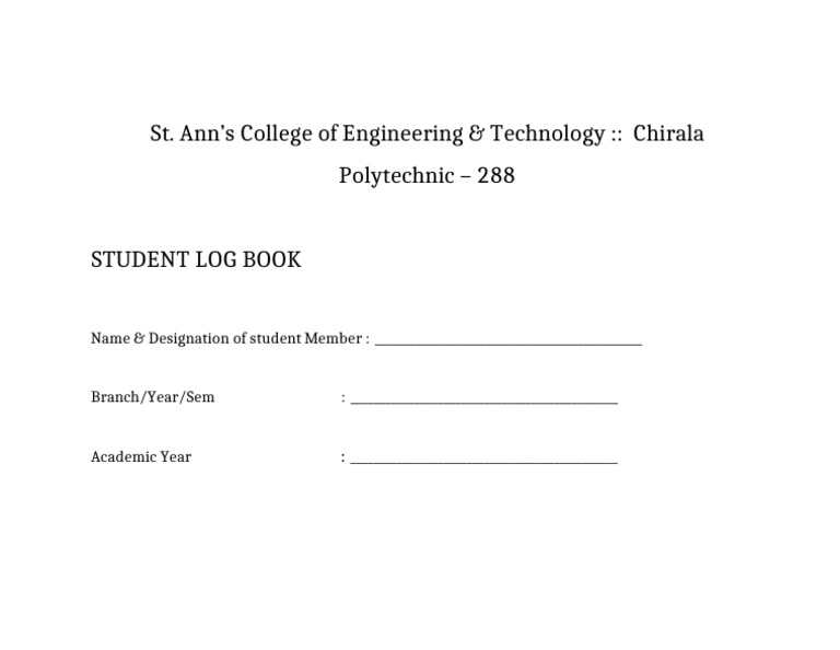 St. Ann's College Student Log Book | PDF