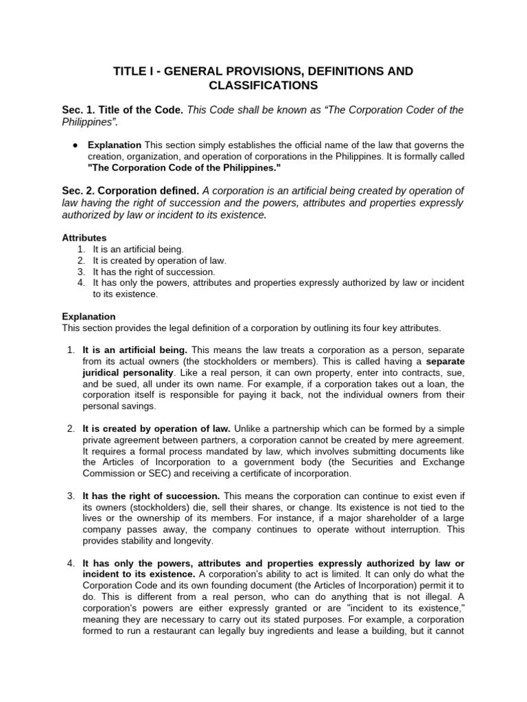 Overview of the Corporation Code | PDF | Corporations | Stocks