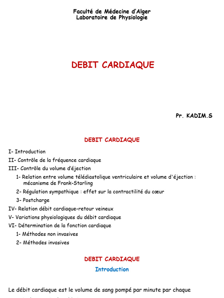 Comprendre le Débit Cardiaque et ses Déterminants | PDF | Cœur ...