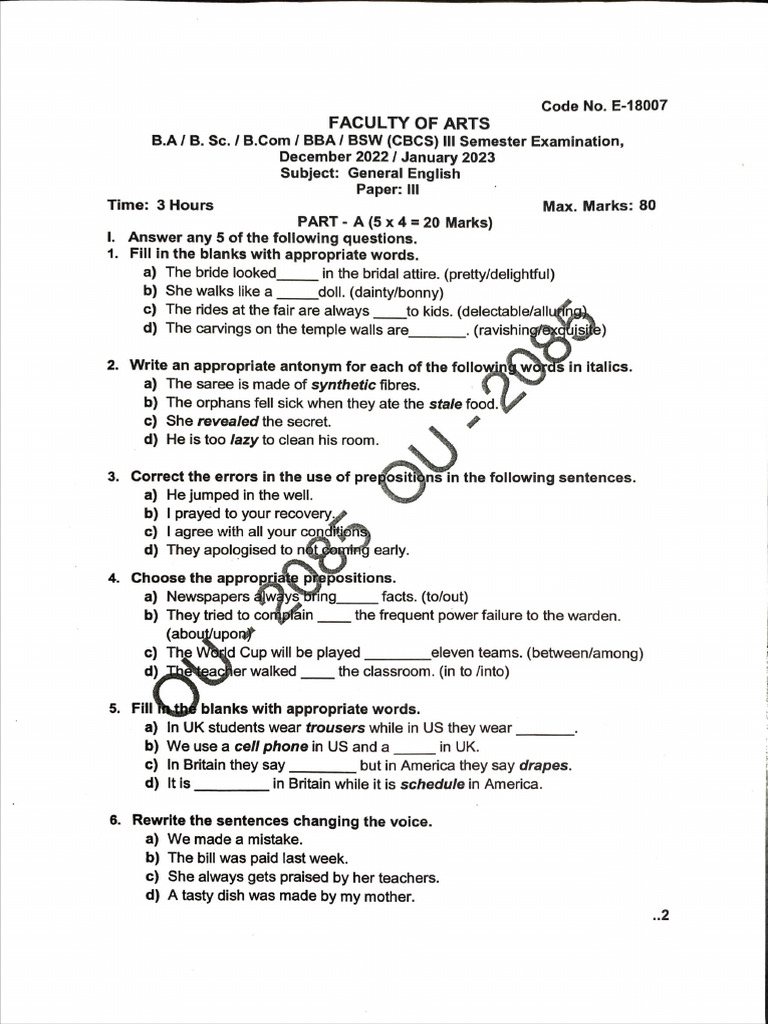 Sem 3 - English | PDF