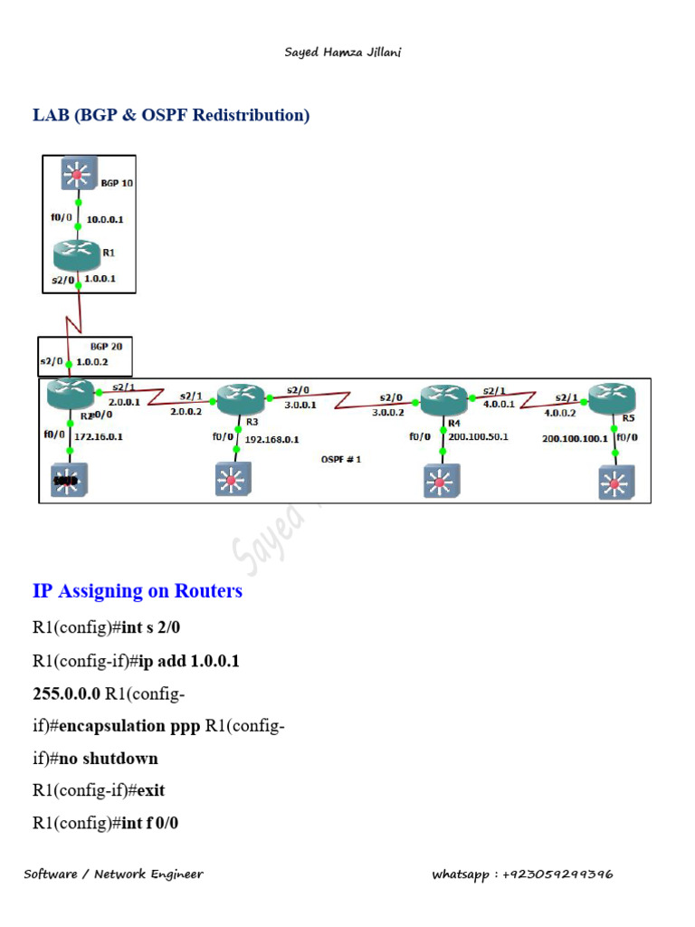 BGP and OSPF Router Configuration Guide | PDF | Routing | Network ...